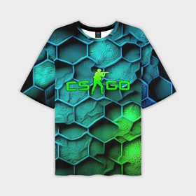 Мужская футболка oversize 3D с принтом CS GO   green blue в Санкт-Петербурге,  |  | Тематика изображения на принте: 