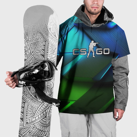 Накидка на куртку 3D с принтом CS GO green  blue abstract , 100% полиэстер |  | Тематика изображения на принте: 