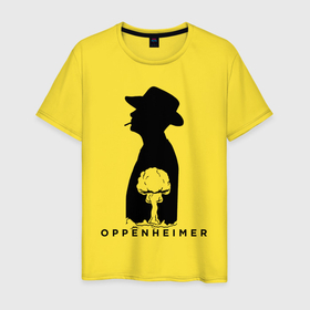 Мужская футболка хлопок с принтом Роберт Оппенгеймер в Тюмени, 100% хлопок | прямой крой, круглый вырез горловины, длина до линии бедер, слегка спущенное плечо. | 
