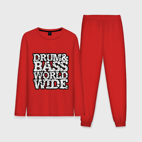 Мужская пижама с лонгсливом хлопок с принтом Drum and bass world wide ,  |  | Тематика изображения на принте: 