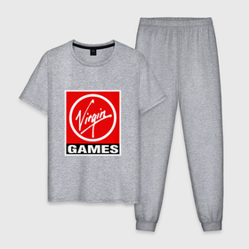 Мужская пижама хлопок с принтом Virgin games logo в Белгороде, 100% хлопок | брюки и футболка прямого кроя, без карманов, на брюках мягкая резинка на поясе и по низу штанин
 | Тематика изображения на принте: 