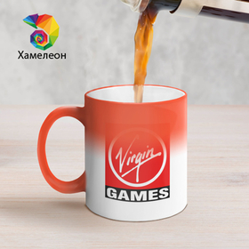 Кружка хамелеон с принтом Virgin games logo в Белгороде, керамика | меняет цвет при нагревании, емкость 330 мл | Тематика изображения на принте: 