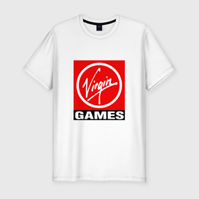 Мужская футболка хлопок Slim с принтом Virgin games logo в Белгороде, 92% хлопок, 8% лайкра | приталенный силуэт, круглый вырез ворота, длина до линии бедра, короткий рукав | Тематика изображения на принте: 