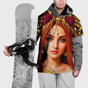 Накидка на куртку 3D с принтом Девушка с распущенными красными волосами в Тюмени, 100% полиэстер |  | 