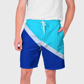 Мужские шорты 3D с принтом Двуцветный голубой ,  полиэстер 100% | прямой крой, два кармана без застежек по бокам. Мягкая трикотажная резинка на поясе, внутри которой широкие завязки. Длина чуть выше колен | 