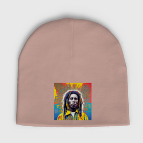 Мужская шапка демисезонная с принтом Bob Marley blue yellow graffity Art в Курске,  |  | Тематика изображения на принте: 