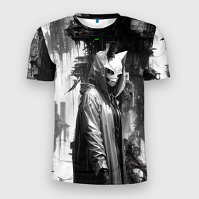 Мужская футболка 3D Slim с принтом Призрачный охотник в Санкт-Петербурге, 100% полиэстер с улучшенными характеристиками | приталенный силуэт, круглая горловина, широкие плечи, сужается к линии бедра | 