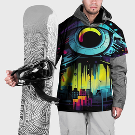 Накидка на куртку 3D с принтом The eye of cyberpunk в Новосибирске, 100% полиэстер |  | 