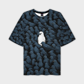 Мужская футболка oversize 3D с принтом White crow в Новосибирске,  |  | 