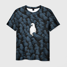 Мужская футболка 3D с принтом White crow в Тюмени, 100% полиэфир | прямой крой, круглый вырез горловины, длина до линии бедер | 