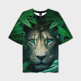 Мужская футболка oversize 3D с принтом Лев в  джунглях в Петрозаводске,  |  | 