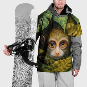 Накидка на куртку 3D с принтом Маленькая обезьянка  в листьях в Санкт-Петербурге, 100% полиэстер |  | Тематика изображения на принте: 