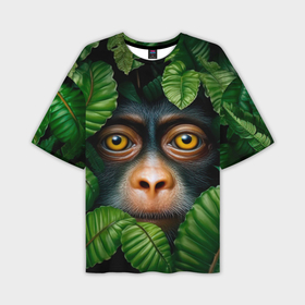 Мужская футболка oversize 3D с принтом Черная обезьянка в Санкт-Петербурге,  |  | 