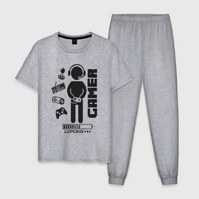Мужская пижама хлопок с принтом игроман в Петрозаводске, 100% хлопок | брюки и футболка прямого кроя, без карманов, на брюках мягкая резинка на поясе и по низу штанин
 | 
