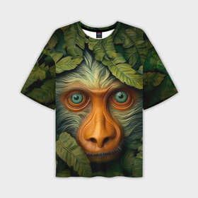 Мужская футболка oversize 3D с принтом Обезьяна  в   джунглях в Тюмени,  |  | 