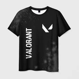 Мужская футболка 3D с принтом Valorant glitch на темном фоне: надпись, символ в Курске, 100% полиэфир | прямой крой, круглый вырез горловины, длина до линии бедер | Тематика изображения на принте: 