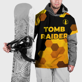Накидка на куртку 3D с принтом Tomb Raider   gold gradient: символ сверху в Курске, 100% полиэстер |  | Тематика изображения на принте: 