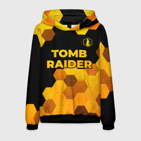 Мужская толстовка 3D с принтом Tomb Raider   gold gradient: символ сверху в Курске, 100% полиэстер | двухслойный капюшон со шнурком для регулировки, мягкие манжеты на рукавах и по низу толстовки, спереди карман-кенгуру с мягким внутренним слоем. | 