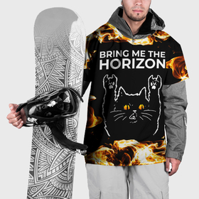Накидка на куртку 3D с принтом Bring Me the Horizon рок кот и огонь в Тюмени, 100% полиэстер |  | 