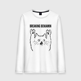 Мужской лонгслив хлопок с принтом Breaking Benjamin   rock cat в Курске, 100% хлопок |  | 
