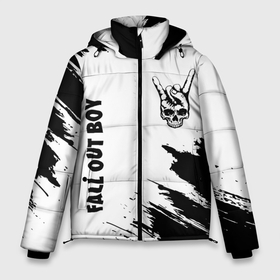 Мужская зимняя куртка 3D с принтом Fall Out Boy и рок символ на светлом фоне в Екатеринбурге, верх — 100% полиэстер; подкладка — 100% полиэстер; утеплитель — 100% полиэстер | длина ниже бедра, свободный силуэт Оверсайз. Есть воротник-стойка, отстегивающийся капюшон и ветрозащитная планка. 

Боковые карманы с листочкой на кнопках и внутренний карман на молнии. | 