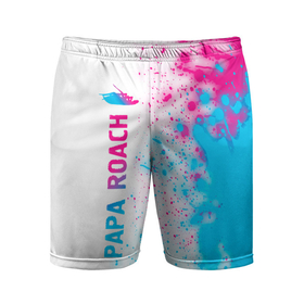 Мужские шорты спортивные с принтом Papa Roach neon gradient style: по вертикали в Тюмени,  |  | Тематика изображения на принте: 