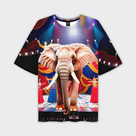 Мужская футболка oversize 3D с принтом Слон с цирке в Санкт-Петербурге,  |  | 