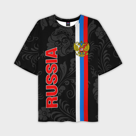 Мужская футболка oversize 3D с принтом Russia black style в Петрозаводске,  |  | Тематика изображения на принте: 