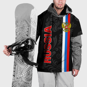 Накидка на куртку 3D с принтом Russia black style в Новосибирске, 100% полиэстер |  | 