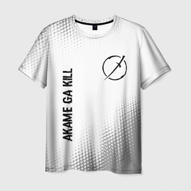 Мужская футболка 3D с принтом Akame ga Kill glitch на светлом фоне: надпись, символ , 100% полиэфир | прямой крой, круглый вырез горловины, длина до линии бедер | 
