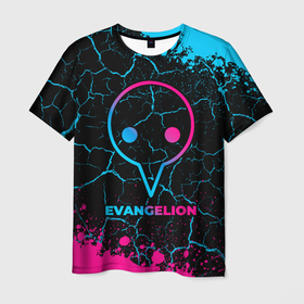 Мужская футболка 3D с принтом Evangelion   neon gradient , 100% полиэфир | прямой крой, круглый вырез горловины, длина до линии бедер | 