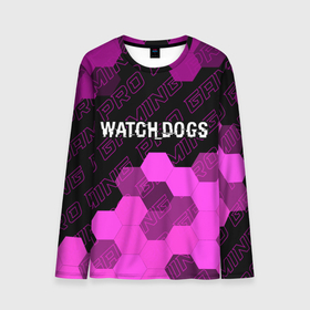 Мужской лонгслив 3D с принтом Watch Dogs pro gaming: символ сверху в Петрозаводске, 100% полиэстер | длинные рукава, круглый вырез горловины, полуприлегающий силуэт | Тематика изображения на принте: 