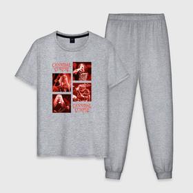 Мужская пижама хлопок с принтом Cannibal Corpse музыканты в Новосибирске, 100% хлопок | брюки и футболка прямого кроя, без карманов, на брюках мягкая резинка на поясе и по низу штанин
 | 
