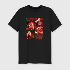 Мужская футболка хлопок Slim с принтом Cannibal Corpse музыканты в Белгороде, 92% хлопок, 8% лайкра | приталенный силуэт, круглый вырез ворота, длина до линии бедра, короткий рукав | 