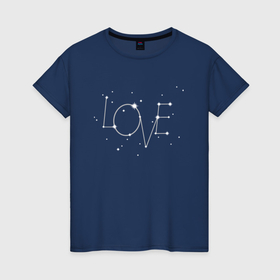 Женская футболка хлопок с принтом Созвездие love в Кировске, 100% хлопок | прямой крой, круглый вырез горловины, длина до линии бедер, слегка спущенное плечо | 