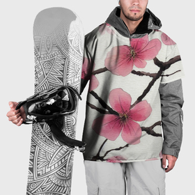 Накидка на куртку 3D с принтом Цветы и ветви японской сакуры   текстура холста в Белгороде, 100% полиэстер |  | 