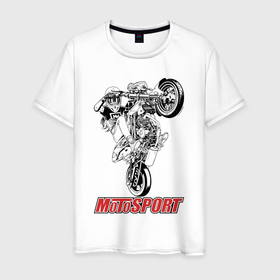 Мужская футболка хлопок с принтом Motosport girl в Санкт-Петербурге, 100% хлопок | прямой крой, круглый вырез горловины, длина до линии бедер, слегка спущенное плечо. | 