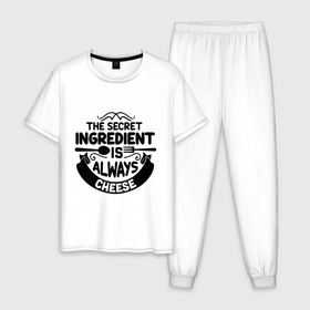 Мужская пижама хлопок с принтом Secret ingredient в Новосибирске, 100% хлопок | брюки и футболка прямого кроя, без карманов, на брюках мягкая резинка на поясе и по низу штанин
 | 