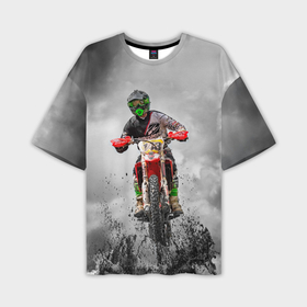 Мужская футболка oversize 3D с принтом Dirty motocross в Санкт-Петербурге,  |  | 