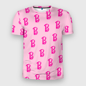 Мужская футболка 3D Slim с принтом Барби паттерн буква B в Санкт-Петербурге, 100% полиэстер с улучшенными характеристиками | приталенный силуэт, круглая горловина, широкие плечи, сужается к линии бедра | Тематика изображения на принте: 
