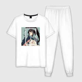 Мужская пижама хлопок с принтом Takina Inoue   Lycoris Recoil , 100% хлопок | брюки и футболка прямого кроя, без карманов, на брюках мягкая резинка на поясе и по низу штанин
 | Тематика изображения на принте: 