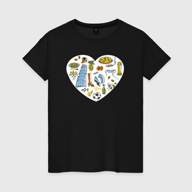 Женская футболка хлопок с принтом Итальянское сердце в Белгороде, 100% хлопок | прямой крой, круглый вырез горловины, длина до линии бедер, слегка спущенное плечо | 