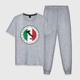 Мужская пижама хлопок с принтом Сделан в Италии , 100% хлопок | брюки и футболка прямого кроя, без карманов, на брюках мягкая резинка на поясе и по низу штанин
 | 
