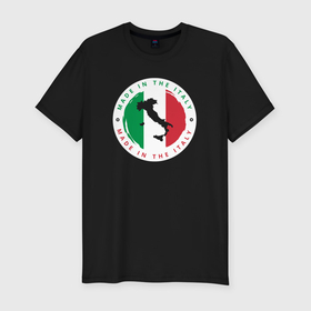 Мужская футболка хлопок Slim с принтом Сделан в Италии в Курске, 92% хлопок, 8% лайкра | приталенный силуэт, круглый вырез ворота, длина до линии бедра, короткий рукав | 