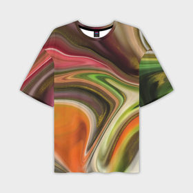 Мужская футболка oversize 3D с принтом Waves colors в Курске,  |  | 