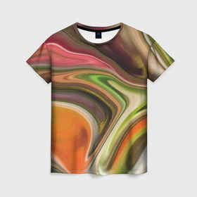 Женская футболка 3D с принтом Waves colors в Белгороде, 100% полиэфир ( синтетическое хлопкоподобное полотно) | прямой крой, круглый вырез горловины, длина до линии бедер | 