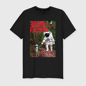 Мужская футболка хлопок Slim с принтом MoMo   Встреча космонавта и инопланетянина в Белгороде, 92% хлопок, 8% лайкра | приталенный силуэт, круглый вырез ворота, длина до линии бедра, короткий рукав | 