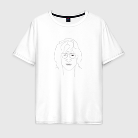 Мужская футболка хлопок Oversize с принтом Леннон в Курске, 100% хлопок | свободный крой, круглый ворот, “спинка” длиннее передней части | 