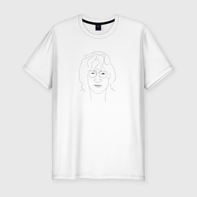 Мужская футболка хлопок Slim с принтом Леннон в Курске, 92% хлопок, 8% лайкра | приталенный силуэт, круглый вырез ворота, длина до линии бедра, короткий рукав | 