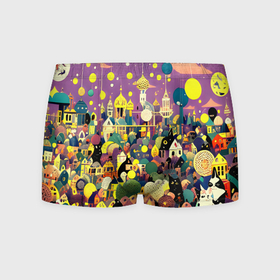 Мужские трусы 3D с принтом Праздничный город в городе Новоалтайск, 50% хлопок, 50% полиэстер | классическая посадка, на поясе мягкая тканевая резинка | 